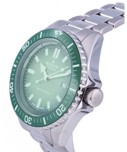 Edox SkyDiver Divers Stainless Steel Green Dial Automatic 801203VMVDN1 80120 3VM VDN1 1000M Mens Watch