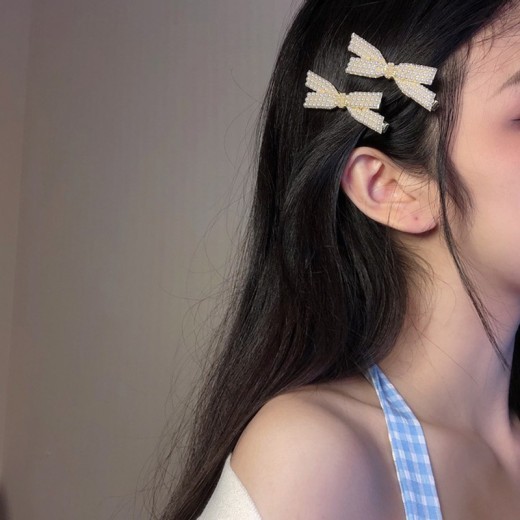 Simple Bangs Clip Top Clip Pearl Bow Hairpin