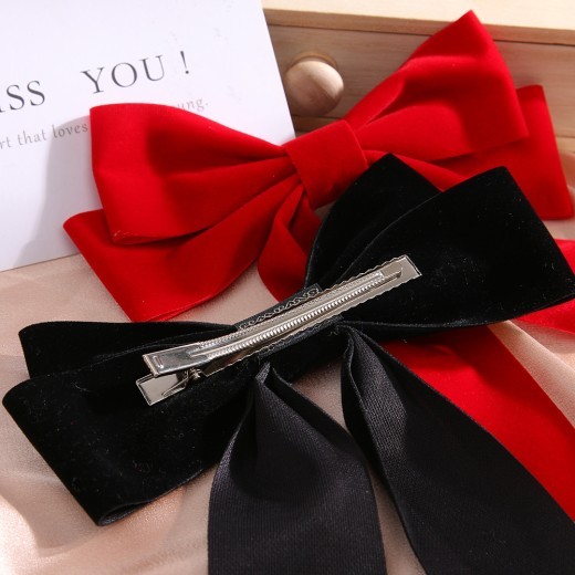 Big Bow Black Red Daze Streamer Hairpin