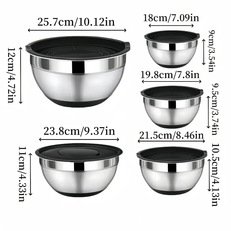 YUHUPHYLLIC Stainless Steel Mixing Bowl Set with Lid And Grinder