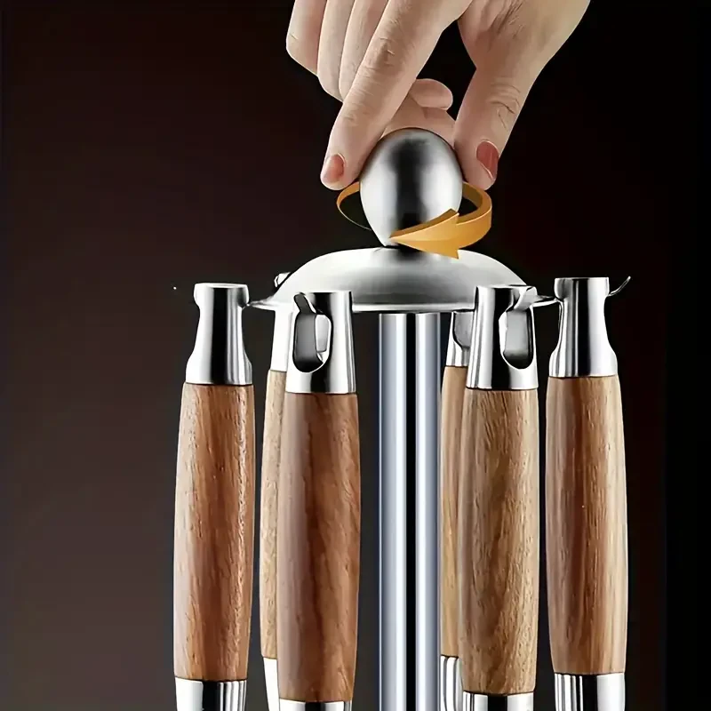 YUHUPHYLLIC Stainless Steel Kitchen Utensil Set with Wooden Handles