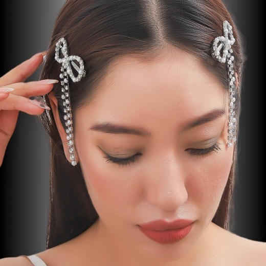 Bow Barrettes Side Long Tassel