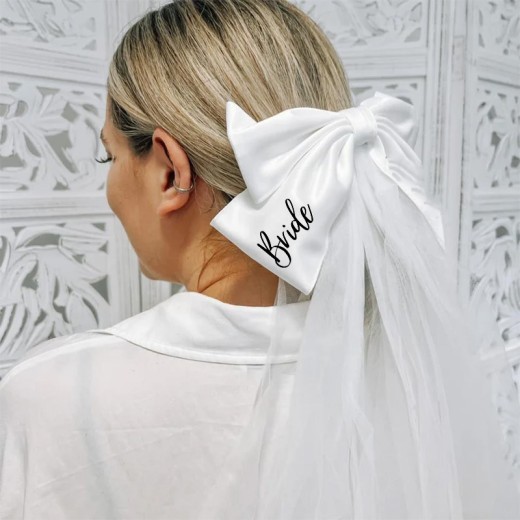 Wedding Bachelor Party Bride Big Bow Hairpin Veil