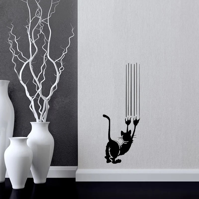 Cute Cat Wall Sticker - Removable Kitty Decals for Door/Wall Home Decoration
