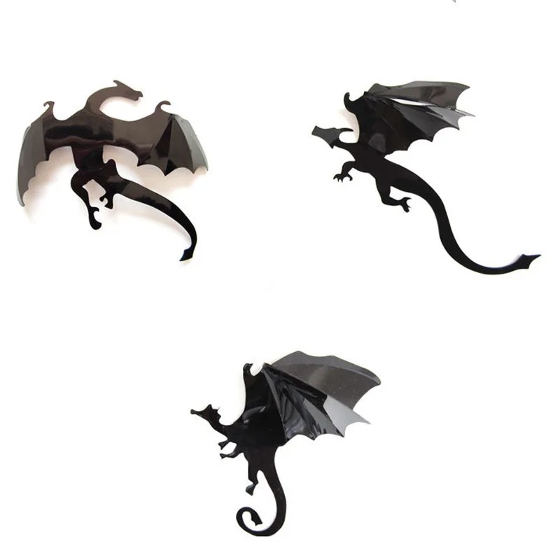 7Pcs/Set Fantasy Halloween Fun Wall Sticker - 3D Dragon Wall Art for Kids Rooms