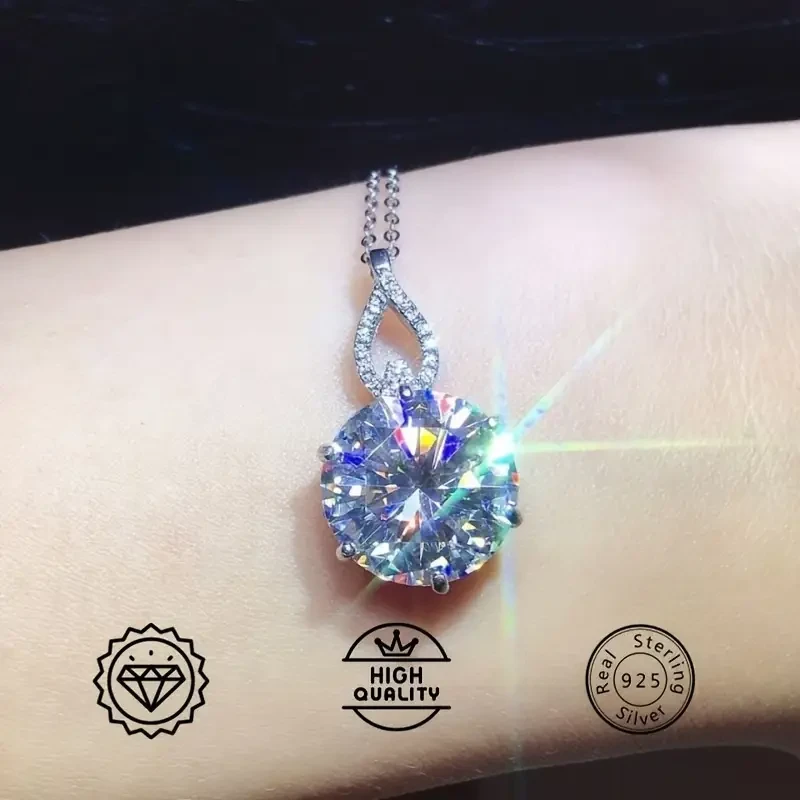 6ct Round Cut Moissanite Necklace