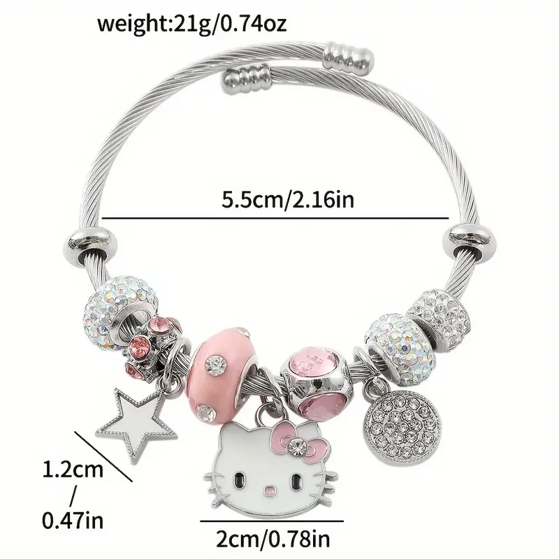 Sparkling Rhinestone Hello Kitty 2pcs Fashion Jewelry Set