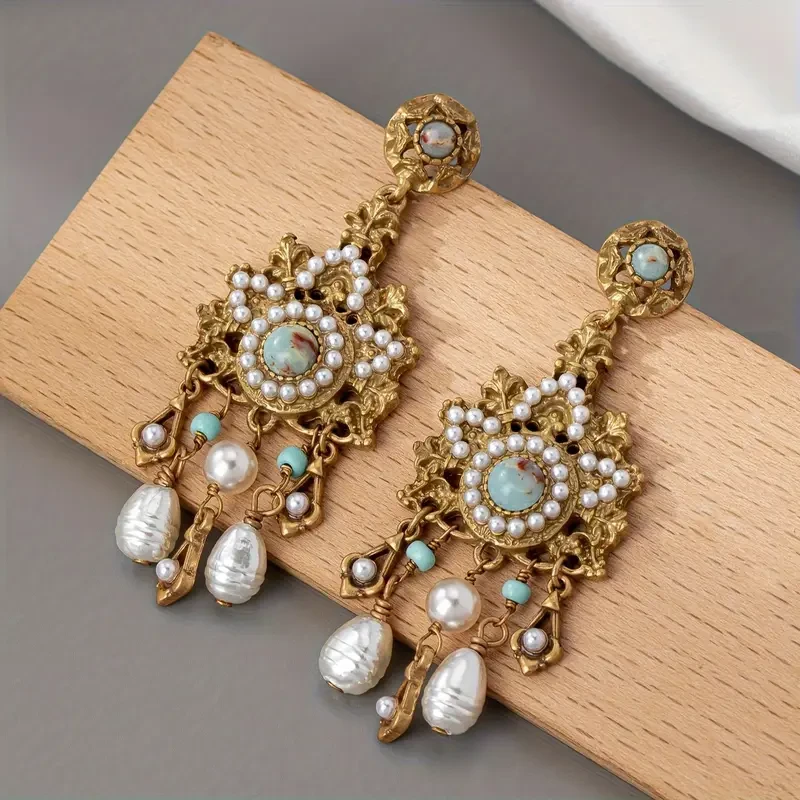 Vintage French-Style 22K Golden Plated Copper Earrings