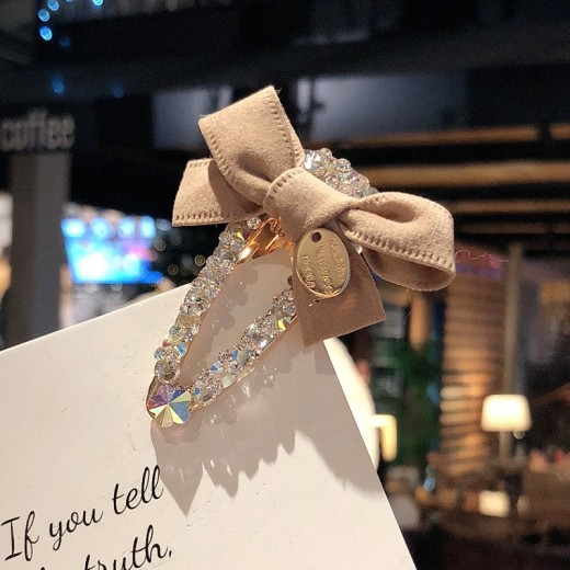 Cute bow rhinestone bangs clip