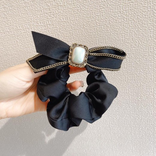 Women's Fabric Bow Knot Chain Hair Tie Temperament Headwear