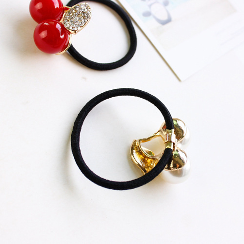 Small And Cute Rhinestone Cherry Hair Rope