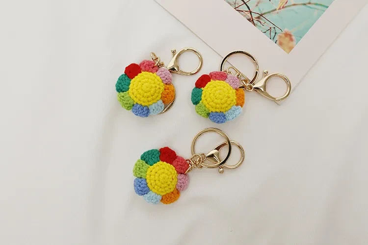 Sunflower Hand Crocheted Small Pendant Woven Keychain