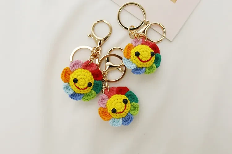 Sunflower Hand Crocheted Small Pendant Woven Keychain