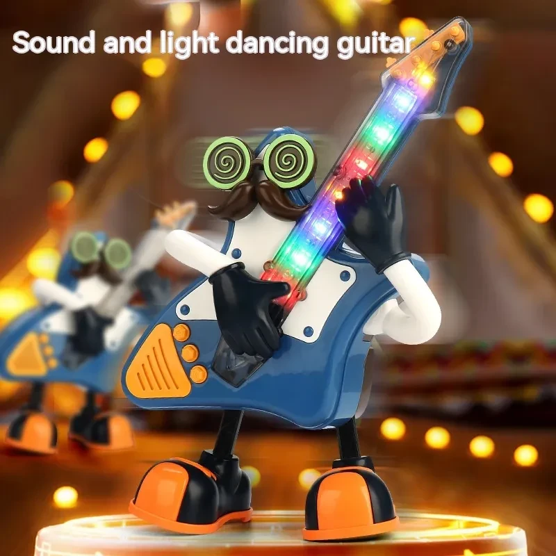 Electric Dancing Mr Rock & Roll Music Light Swing Saxophone Guitar Dancing Robot Toy