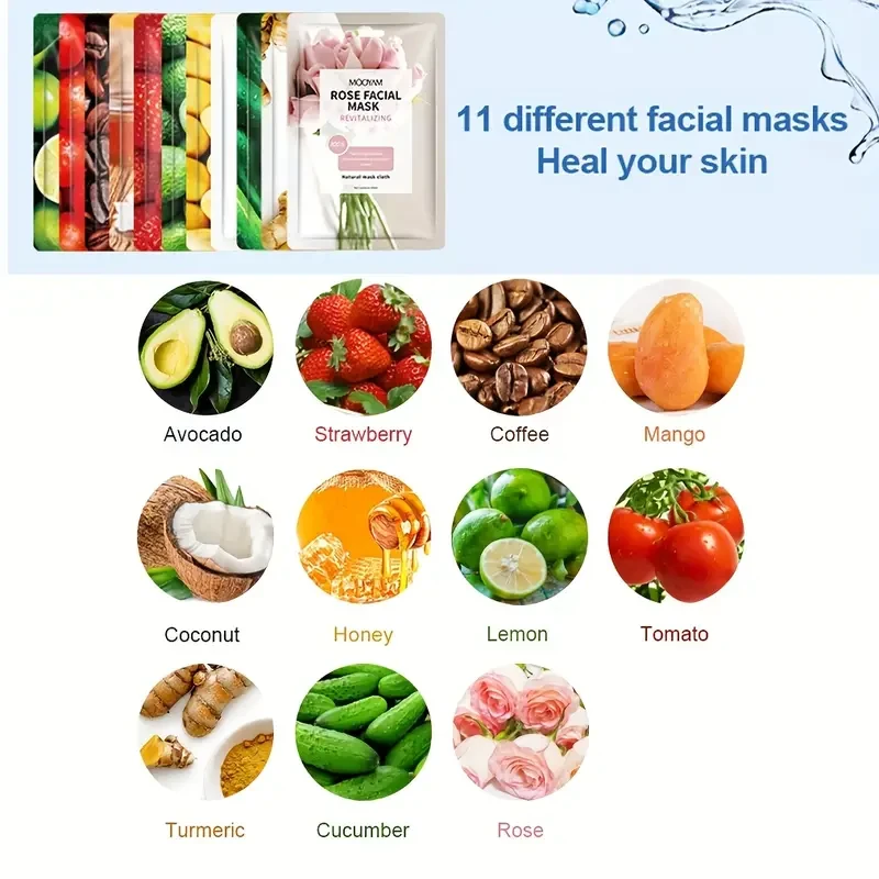 11pcs Hydrating & Facial Mask Set