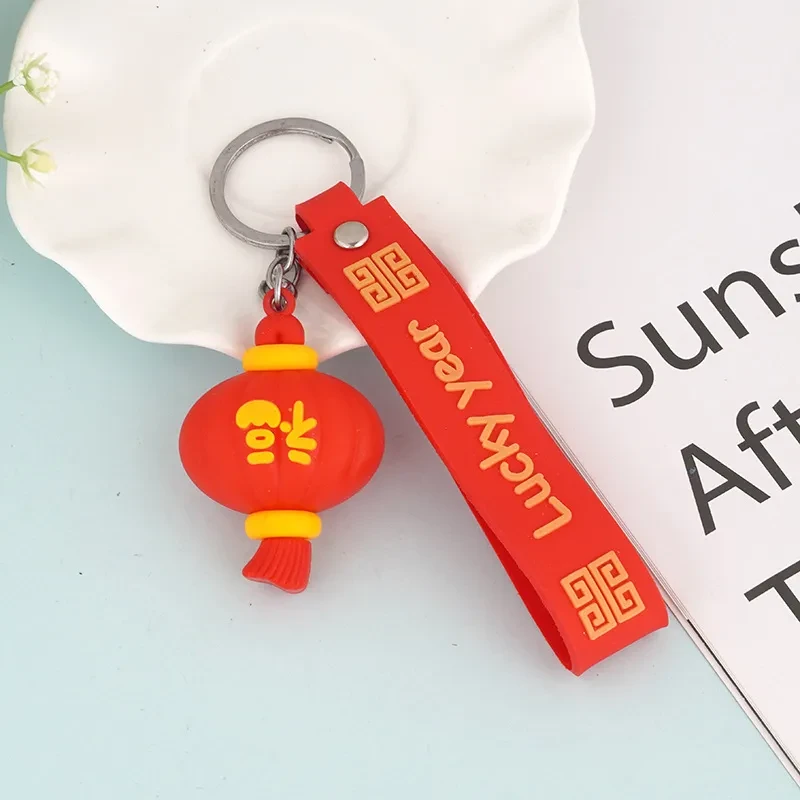 Creative Festive New Year Keychain Pendant Red Lantern Shape