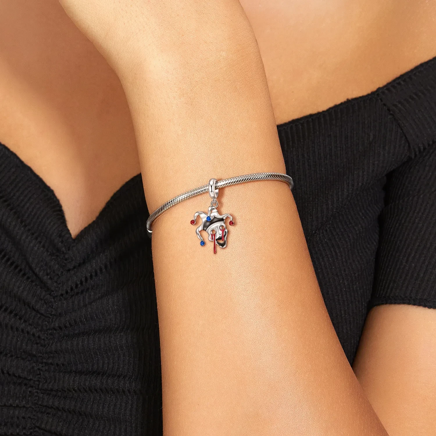 Creative Tragic Clown 925 Silver Drop Glue Pendant Fashion Bracelet Necklace Diy Pendant Accessories