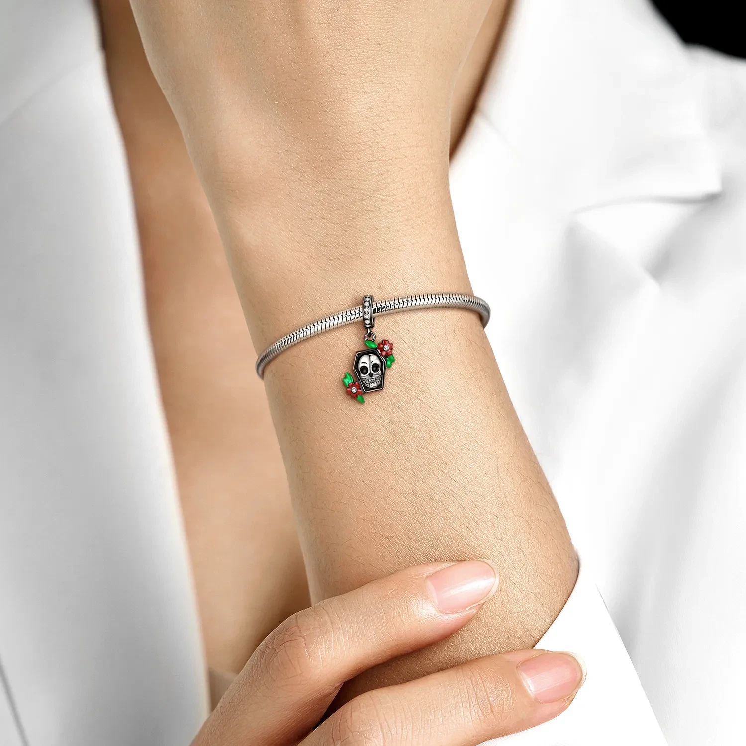 Weird Skull Pendant Exaggerate Personality Sterling Silver Pendant Diy Beaded Bracelet 925 Silver Accessories