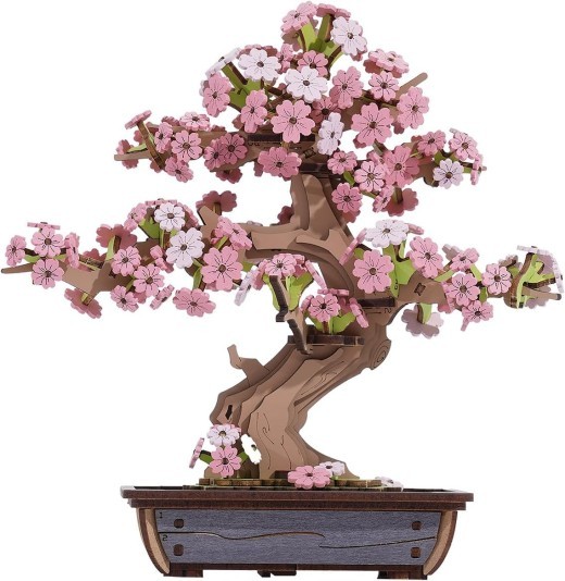 Rolife 3D Puzzle Artificial Flower Sakura Bonsai Wooden Puzzles For Adults DIY Toy Building Sets Construction Kits Build Your Own Aesthetic Home Decor Gifts For Women Men Teens