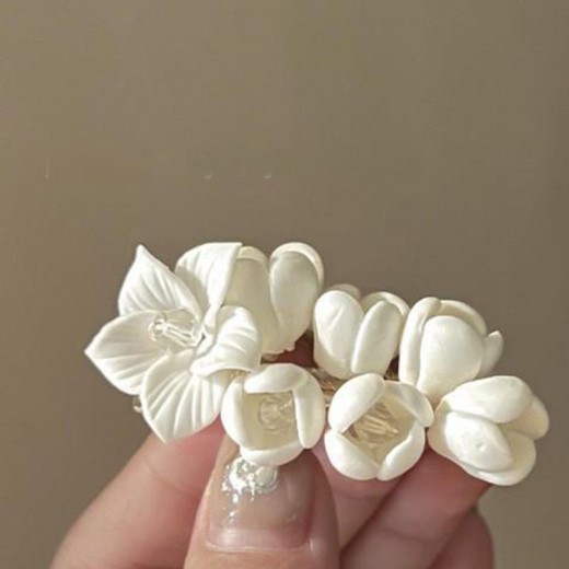 Vintage White Jasmine Flower Hair Clip Niche