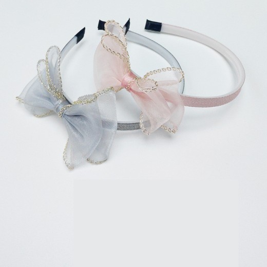 New Children's Mesh Gold Edge Bow Headband