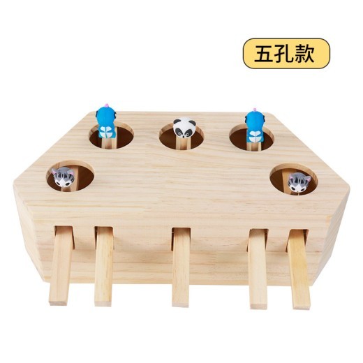 Cat Toy Whac-a-mole Interactive Puzzle Solid Wood Cat Toy