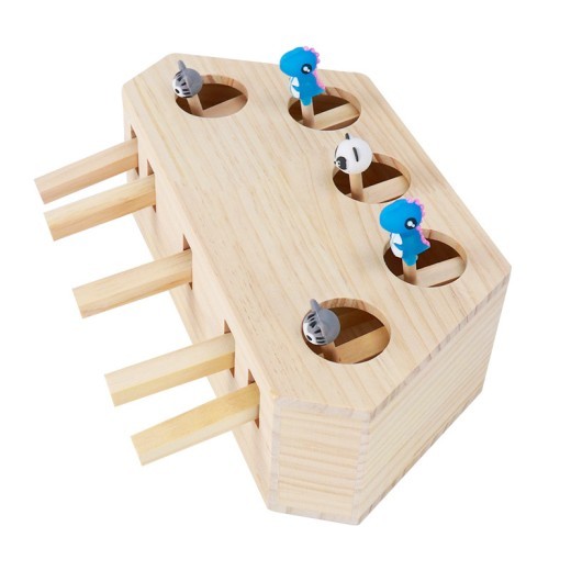 Cat Toy Whac-a-mole Interactive Puzzle Solid Wood Cat Toy