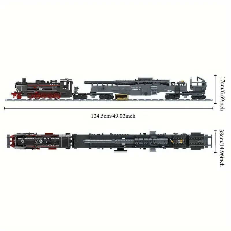 Intricate WWII Era Military Railroad Scene with Detailed Cannon & Locomotive
