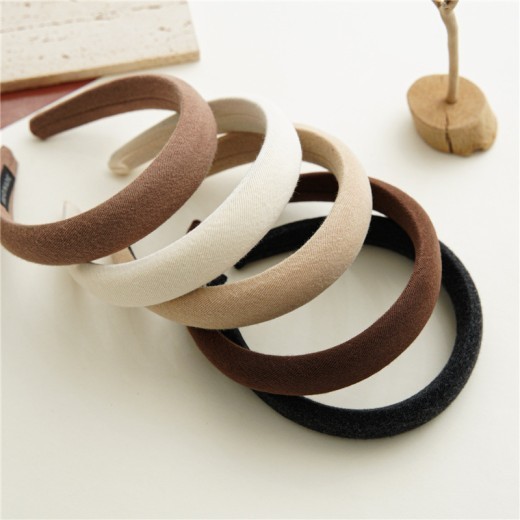 Milk Tea Color Headband Female Autumn And Winter Simplicity Wide Brim