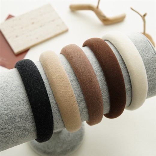 Milk Tea Color Headband Female Autumn And Winter Simplicity Wide Brim