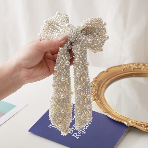 Pearl Bow Barrettes Women's Fashion
