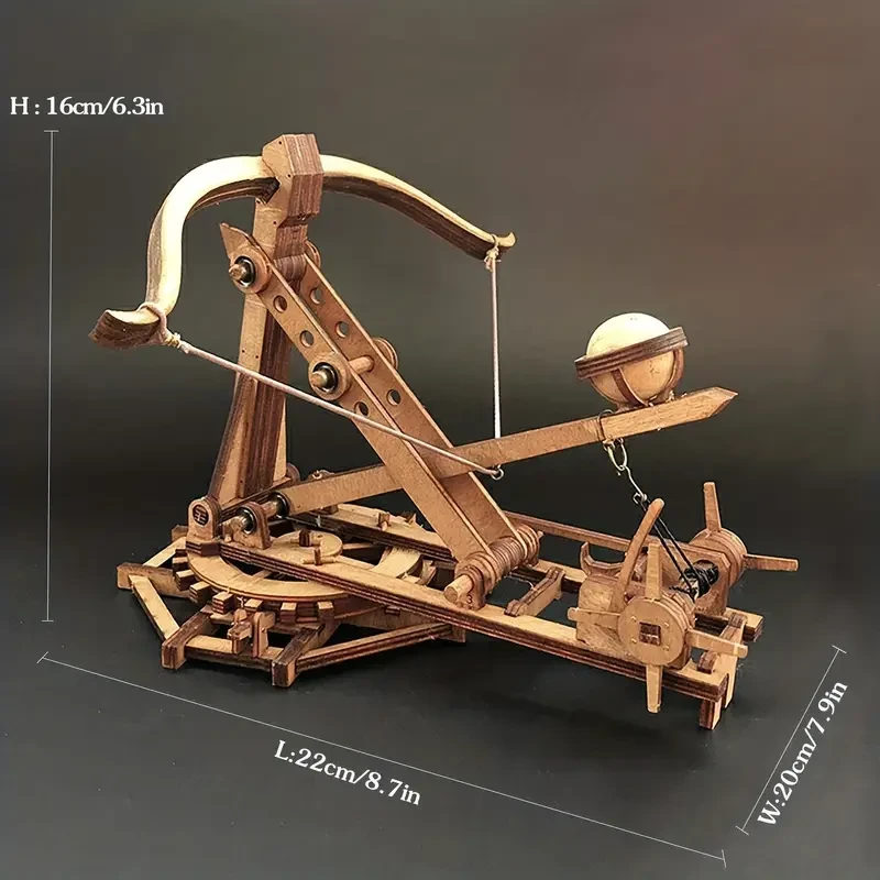 3D Wooden Puzzles for Adults Wooden Model Kits - 1pc Maroon Wooden Catapult Model Kit