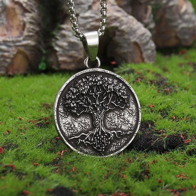 Viking Lucky Tree Titanium Steel Pendant Necklace