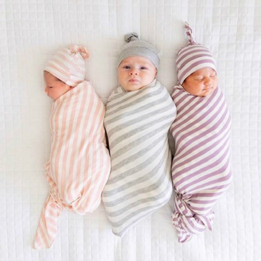 Newborn Rayon Stripe Gro-bag Beanie 2 Pieces Suit