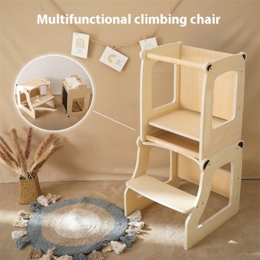 Montessori Toddler Learning Tower Kitchen Hand Washing Step Climbing Chair