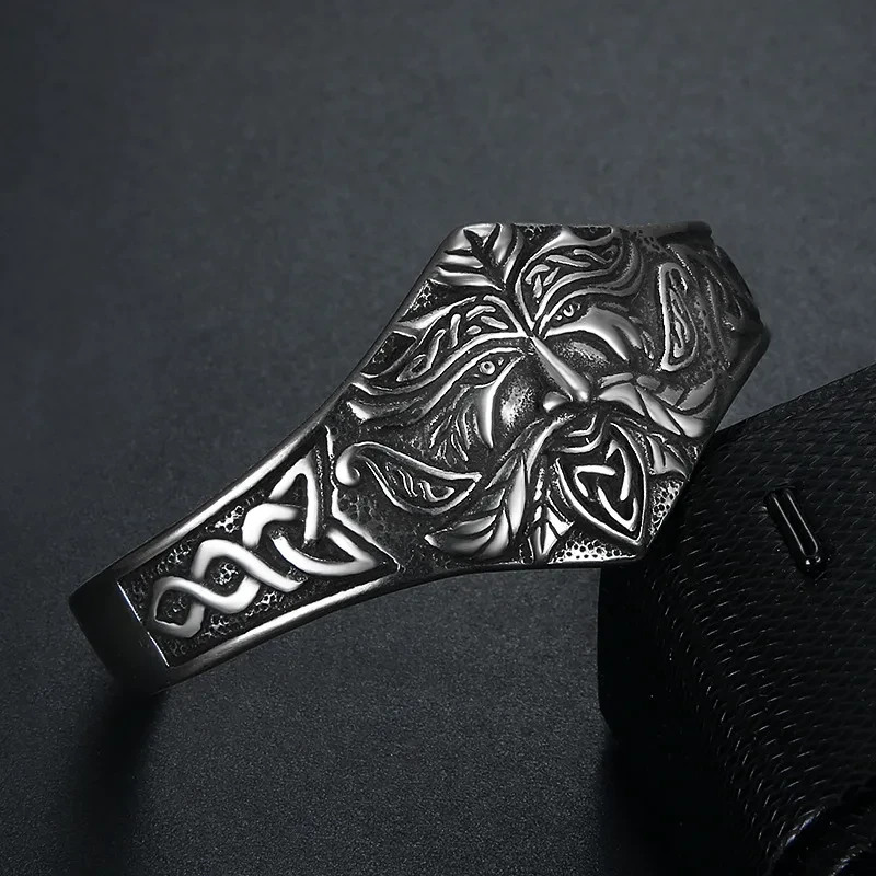 Nordic Vintage Viking Warrior Head Stainless Steel Bracelet