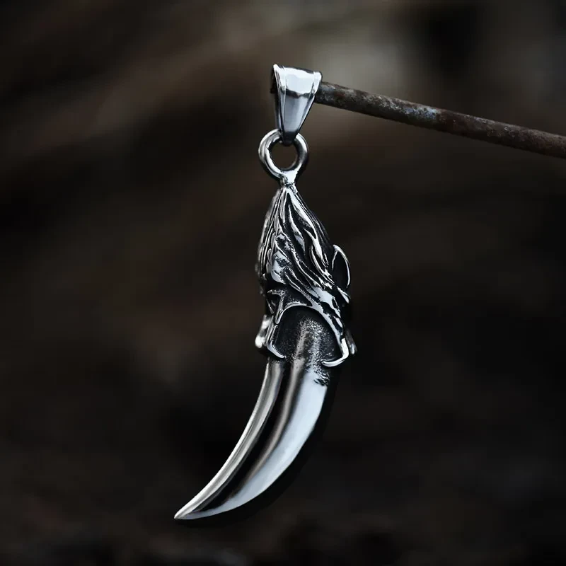 Nordic Viking Wolf Head Stainless Steel Pendant Ornament