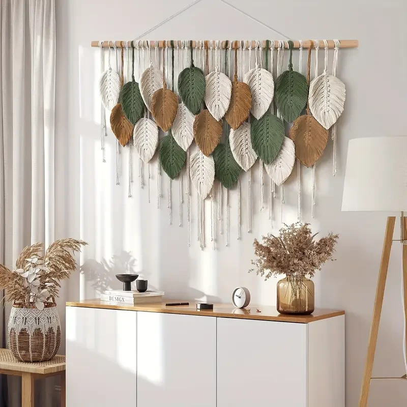Bohemian Hand-Woven Leaf Wall Hanging Tapestry