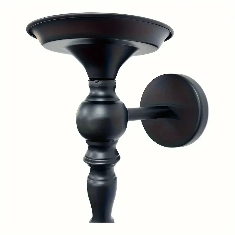 Set of 2 Vintage Black Staff Candle Holders
