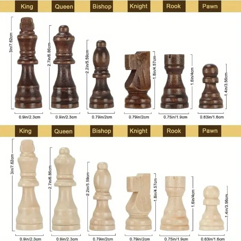 Wooden Chess Set Foldable, 38.1cm/15inch