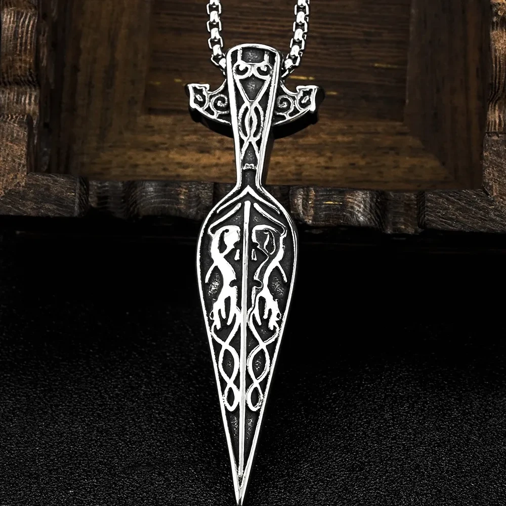 Hip Hop Necklace Vintage Viking Weapon Titanium Steel Men