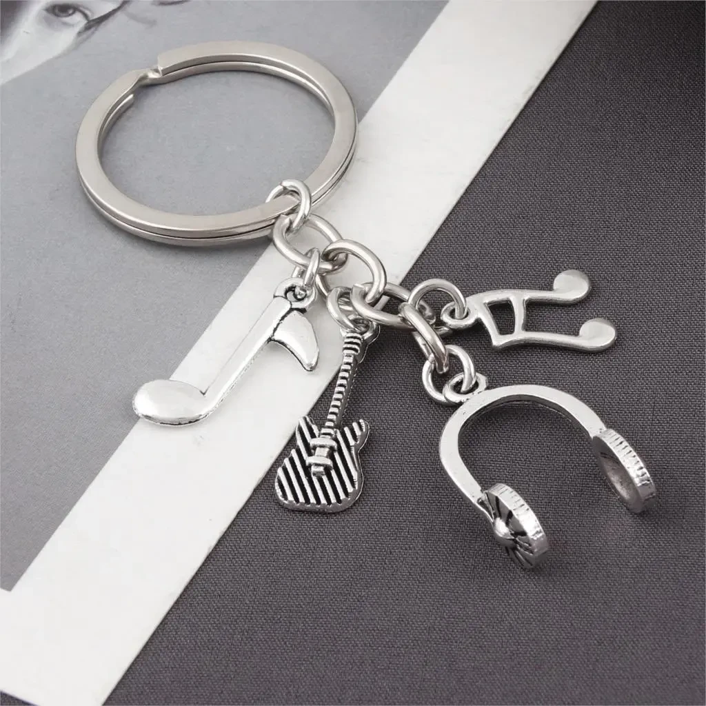 Headphones Notes Guitar Music Artist Band Keychain
