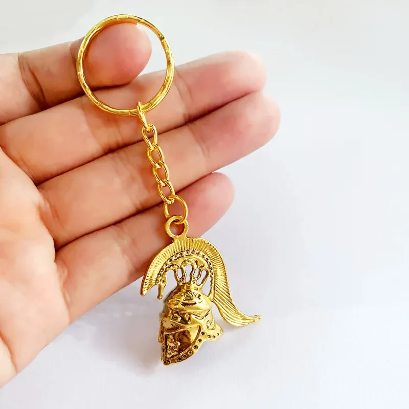 Retro 3D Stereo Roman Warrior Helmet Pendant Keychain