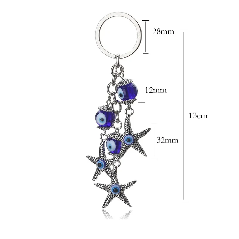 Keychain Starfish Turkey Blue Eye Pendant