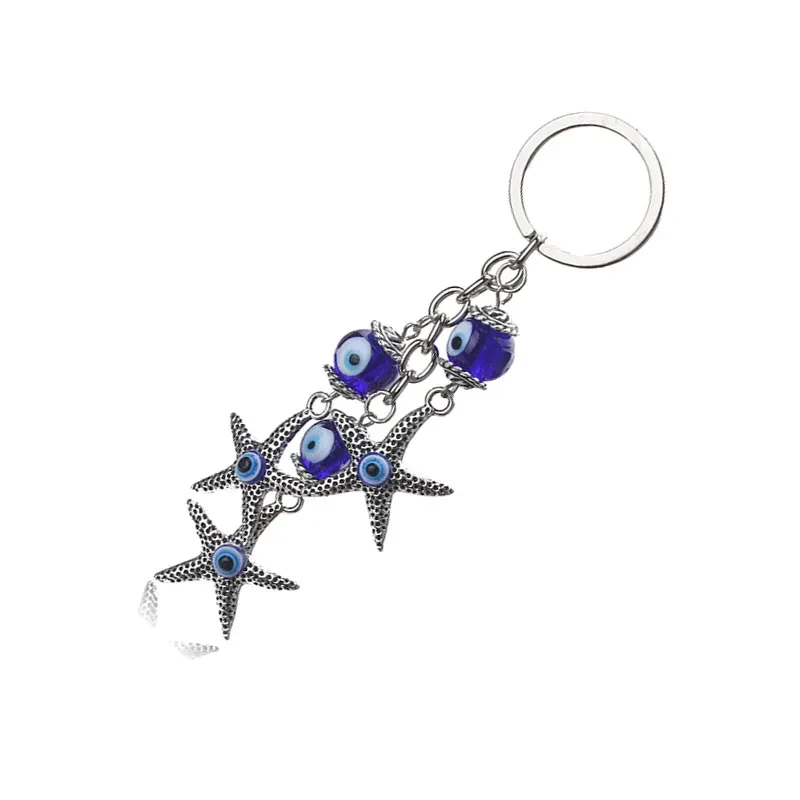 Keychain Starfish Turkey Blue Eye Pendant