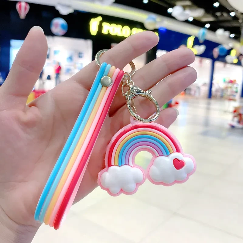 Creative Simple Rainbow Keychain Cloud Girl Heart Pendant