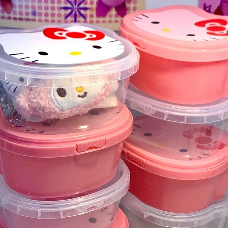 Japanese Transparent Pink Hello Kitty Storage Box Organizer