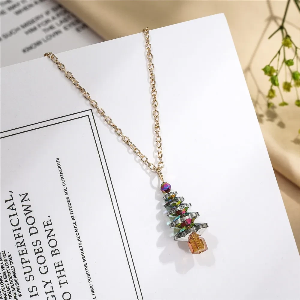 Temperament Crystal Christmas Tree Pendant Necklace