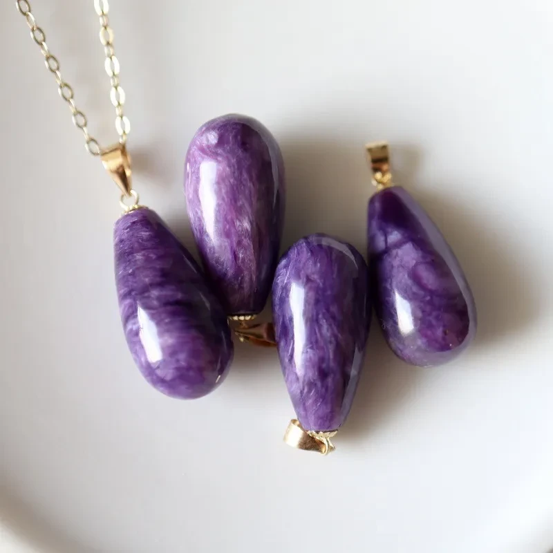 Natural Amethyst Water Drop Pendant Necklace