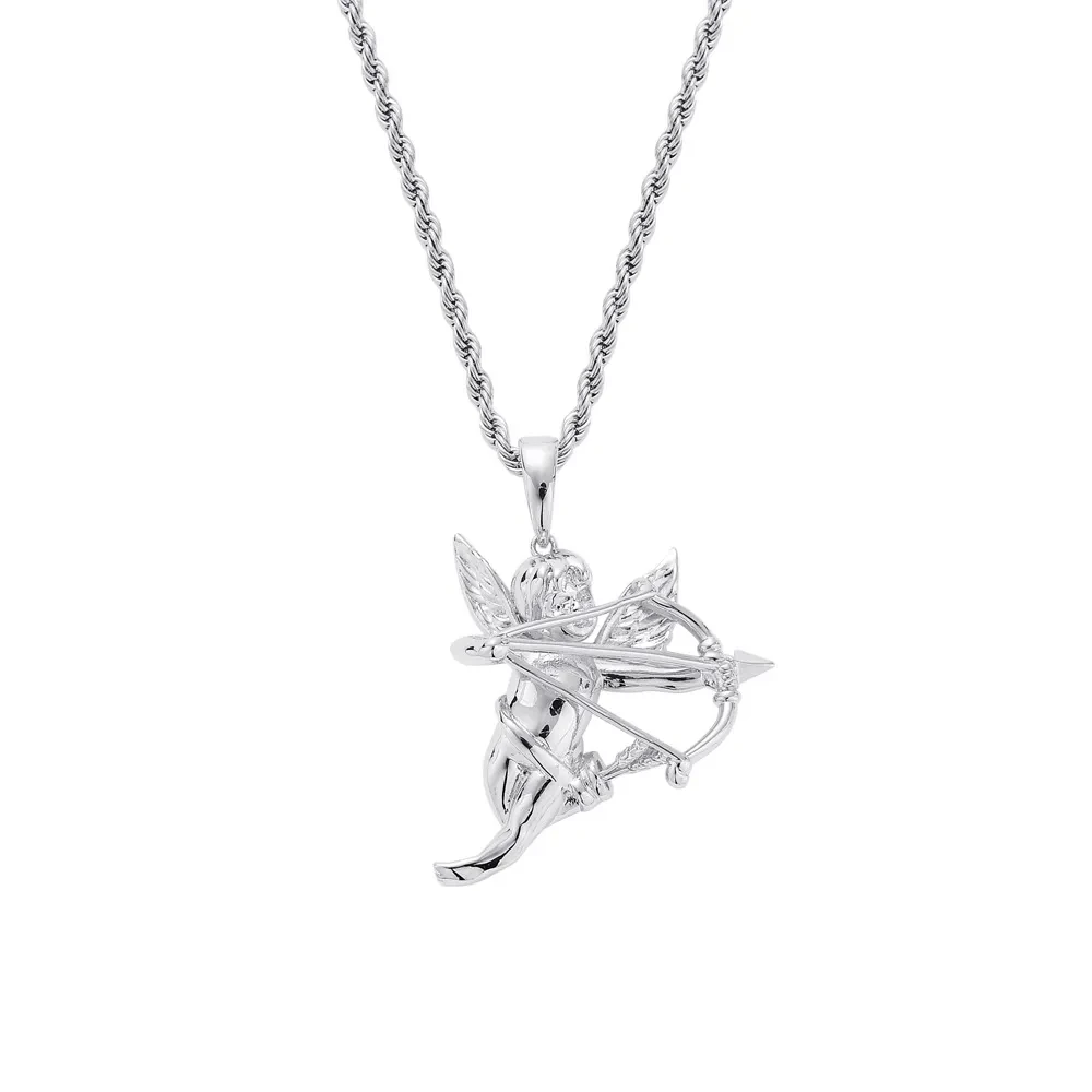 Solid Angel Shape Couple Necklace Pendant